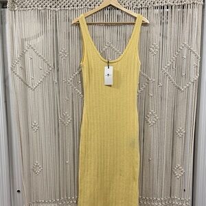 7 For All Mankind Yellow Knit Sleeveless Midi Dress - Size Medium